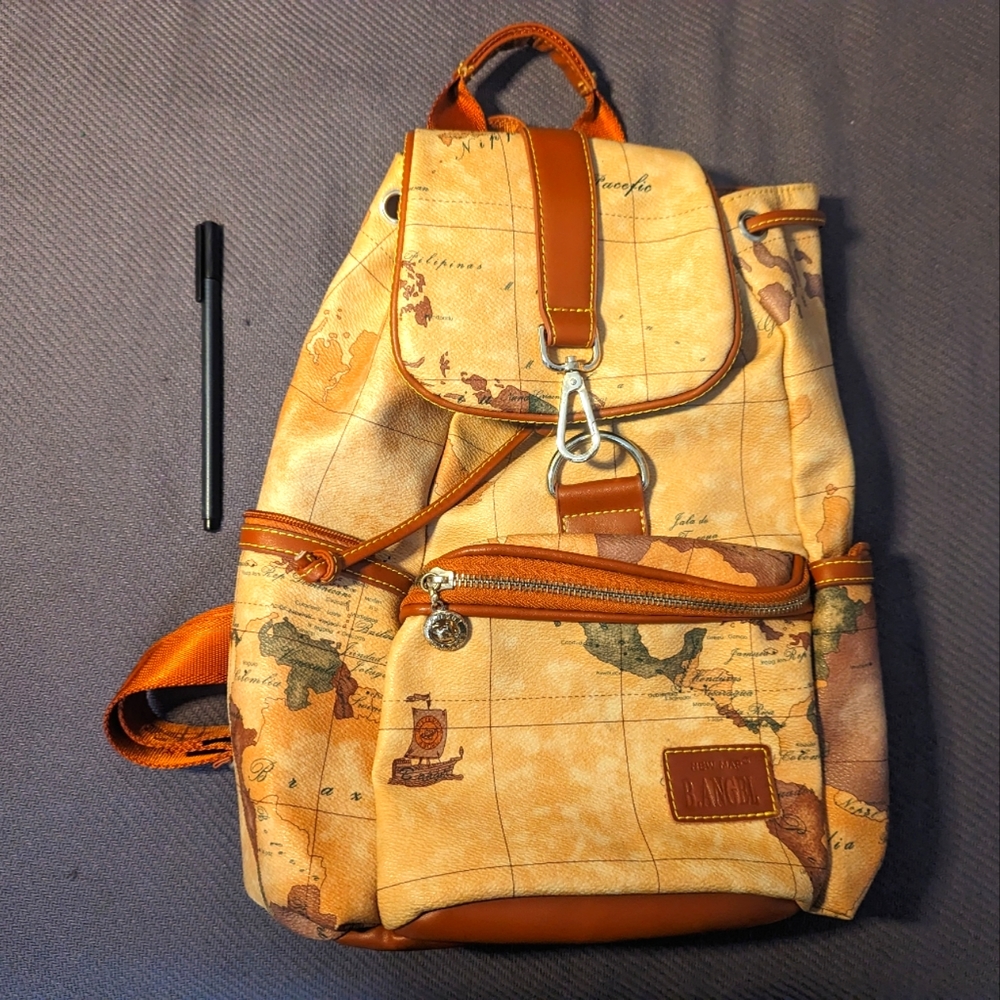World map vintage small backpack